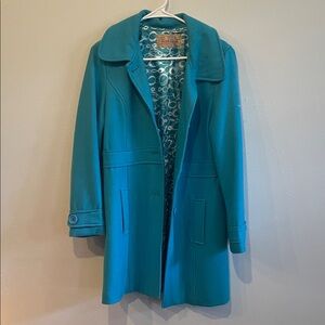 Vintage Criss Cross Women’s Medium 3 button Mid-Length Teal Wool Pea Coat